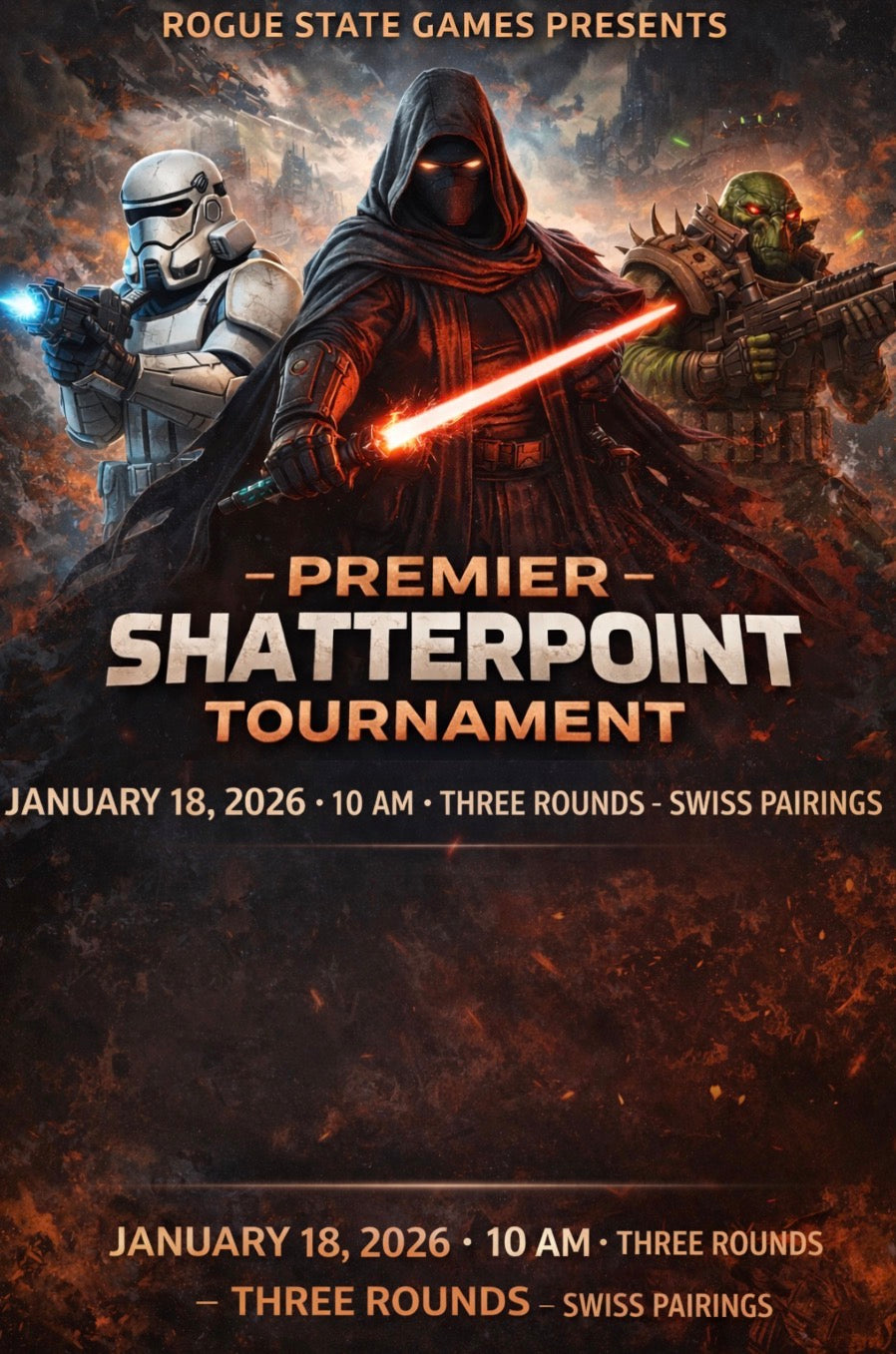 Rogue State Games Winter Premier Star Wars: Shatterpoint Tournament! (Event ticket for 1/18/26)