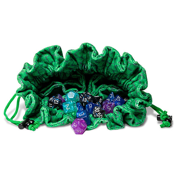 Fanroll - Velvet Dice Bag with Pockets: Dragon Storm (Green Dragon Scales)