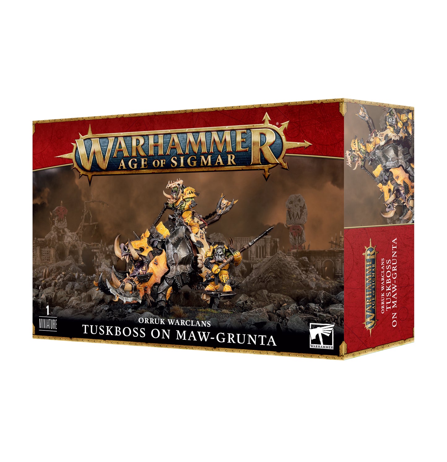 Warhammer: Age of Sigmar - Orruk Warclans - Tuskboss on Maw-Grunta