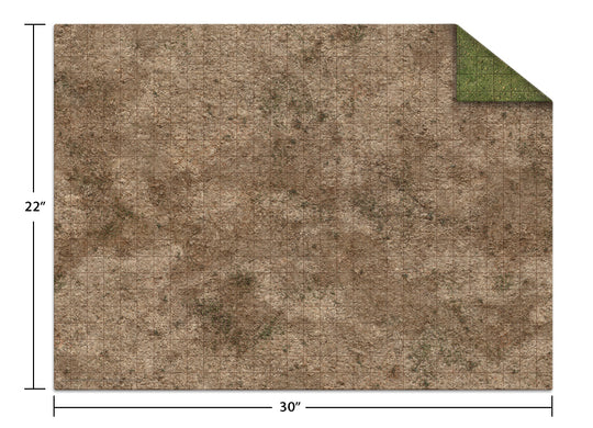 Monster Game Mat: 22x33" Adventure Grid Mat - Broken Grassland / Desert Scrubland