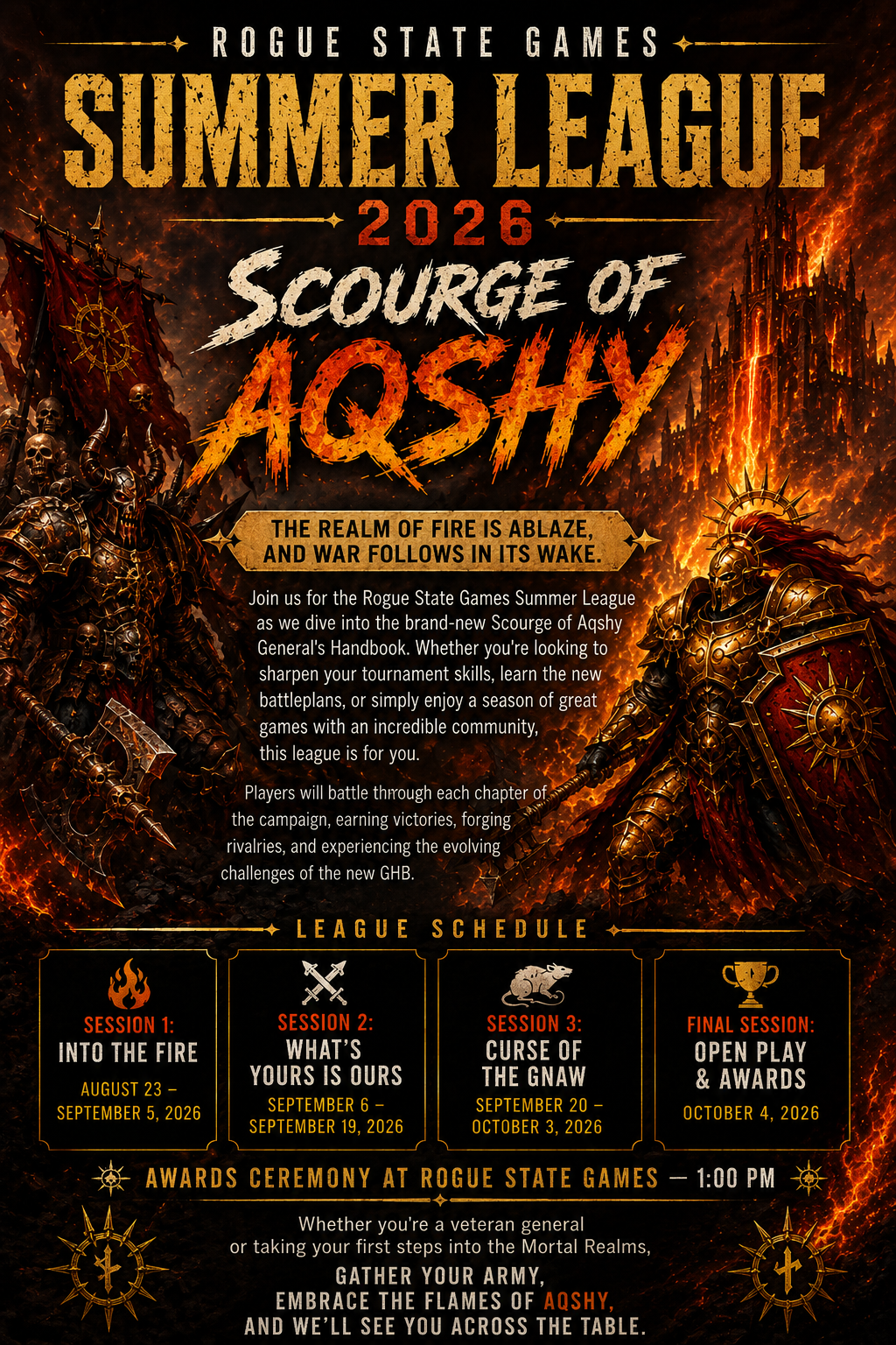 Rogue State Games Summer League 2026  Scourge of Aqshy