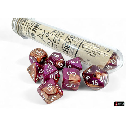 7-Die Set Gemini: Copper-Purple/White (+bonus die)(Lab Dice 9)
