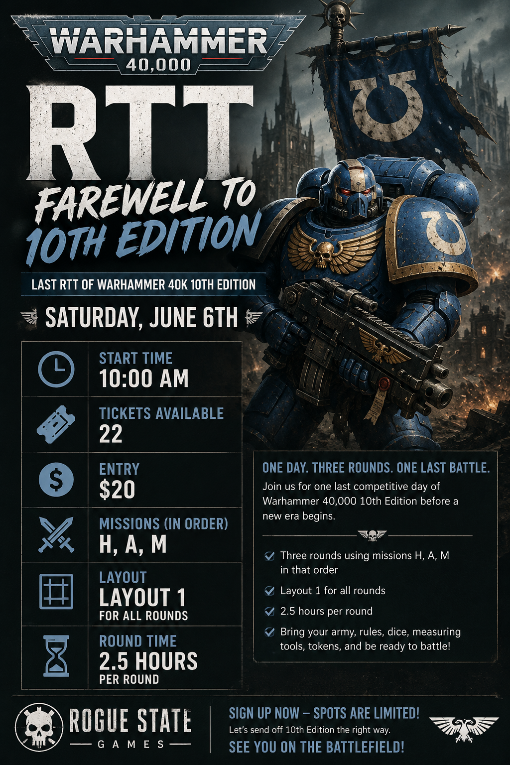 Warhammer 40,000 RTT: Farewell to 10th Edition (Event Ticket for 6/6/26)